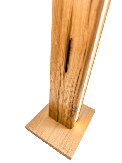 Lampa decorativa de podea din stejar cu LED smart dimabil – iluminat ambiental tip veioza