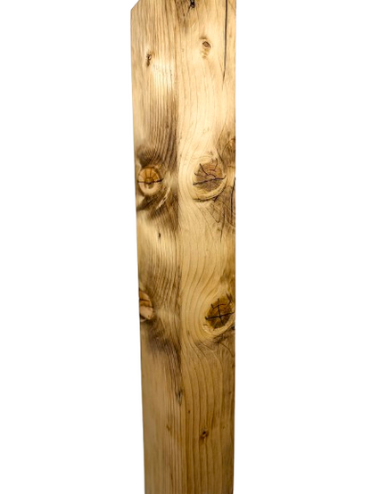 Lampă de podea handmade din brad masiv cu abajur sferic din lemn, bec E27