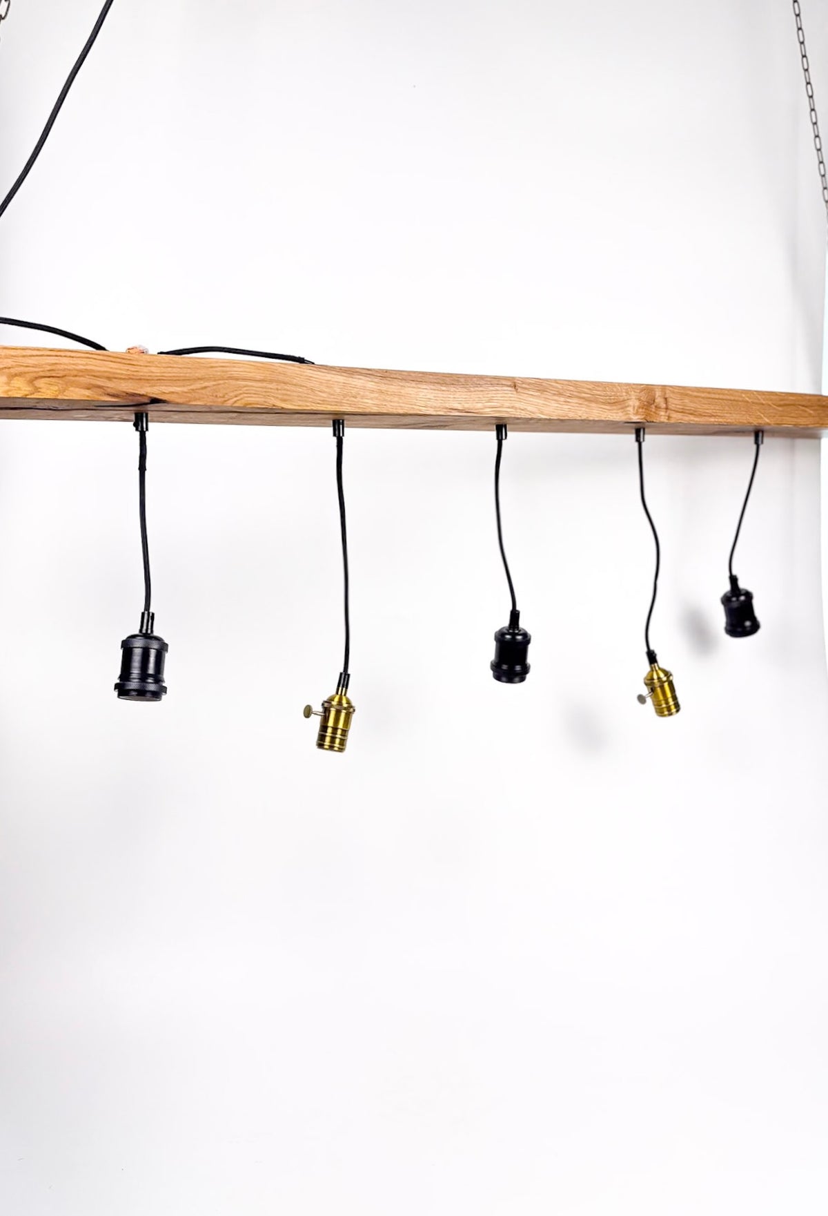 Lustră din stejar masiv, 120 cm, cu 5 becuri Edison