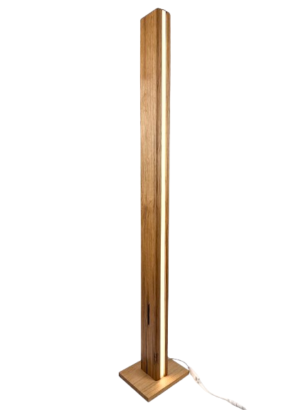 Lampa decorativa de podea din stejar cu LED smart dimabil – iluminat ambiental tip veioza