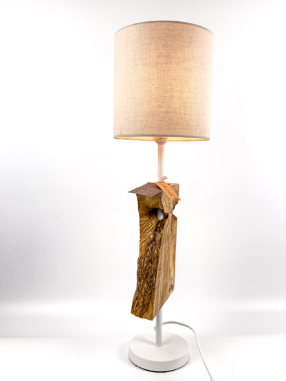 Lampă de masă din lemn de măslin – bază verticală organică