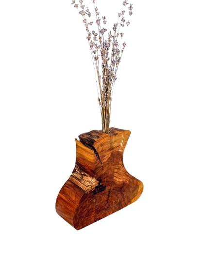 Vază handmade din cireș masiv pentru flori uscate, piesă unică