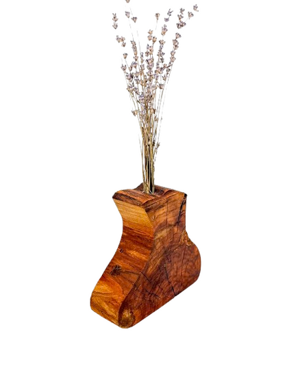 Vază handmade din cireș masiv pentru flori uscate, piesă unică