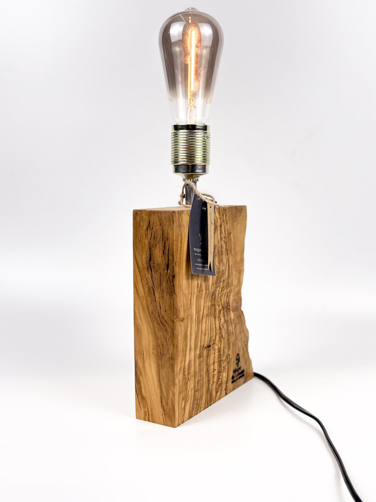 Lampă decorativă din lemn de măslin – bază verticală organică