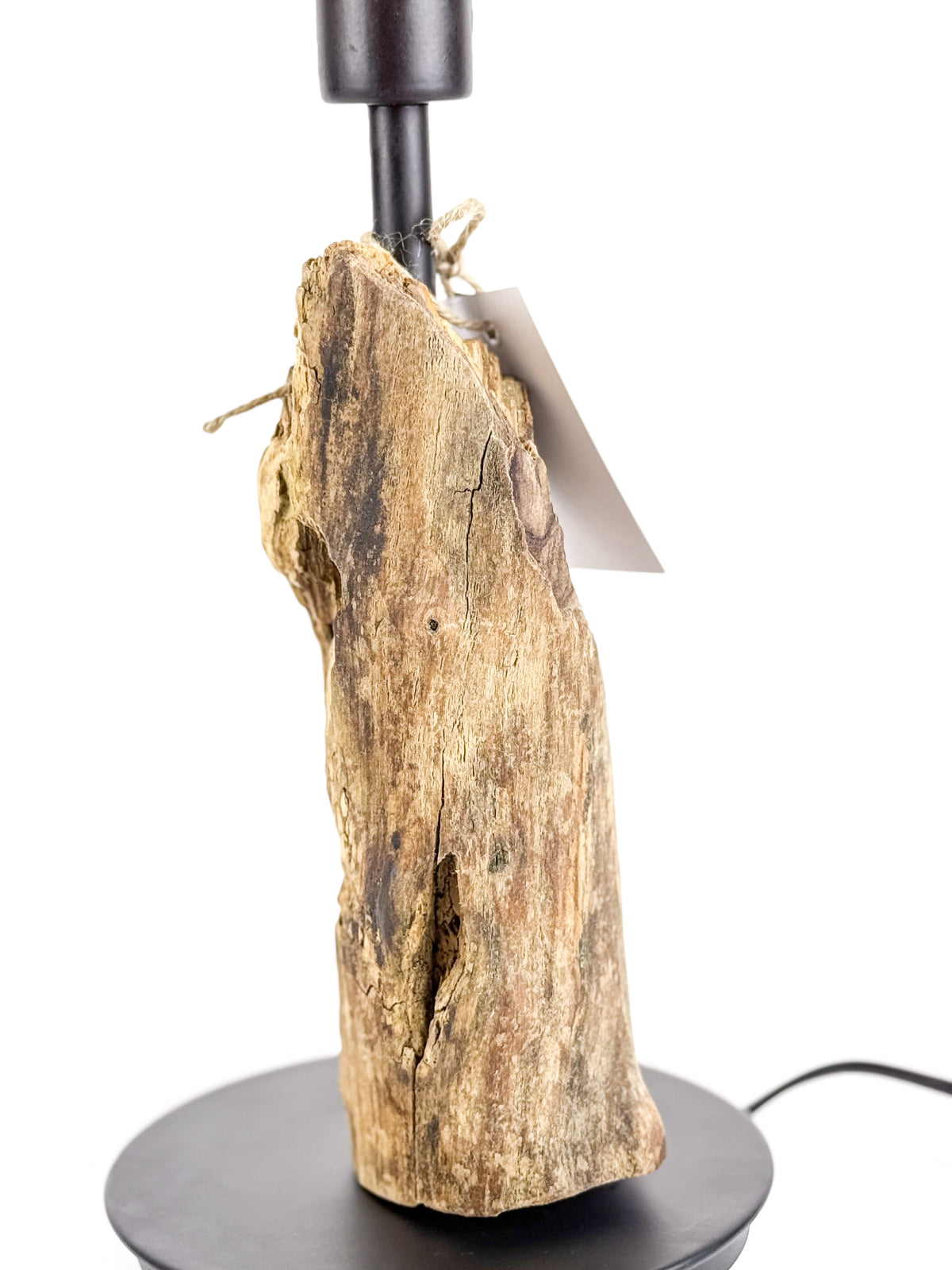 Lampă de masă din lemn recuperat – bază cilindrică organică – handmade