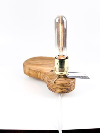 Lampă decorativă din lemn de măslin – bază organică joasă – handmade