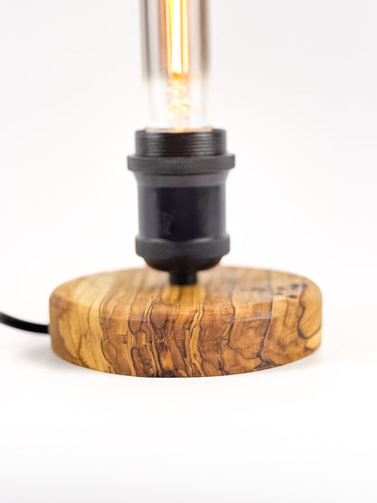 Lampă decorativă din lemn de măslin – bază rotundă