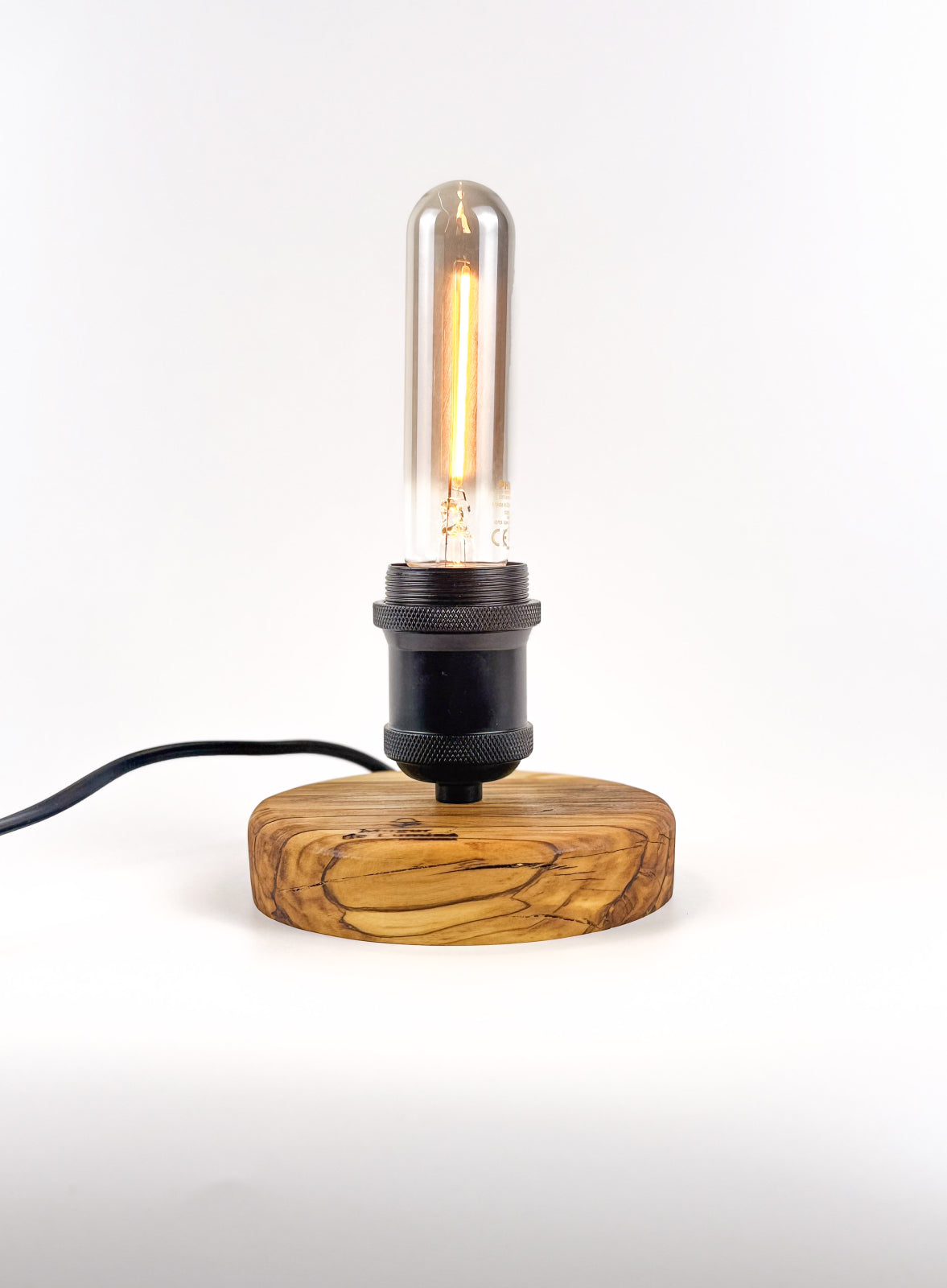 Lampă decorativă din lemn de măslin – bază rotundă