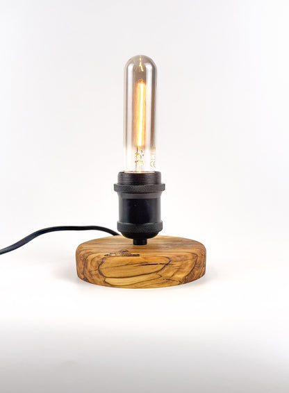 Lampă decorativă din lemn de măslin – bază rotundă