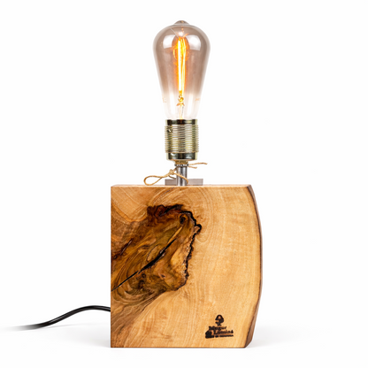 Lampă decorativă din lemn de nuc – bază verticală organică – handmade