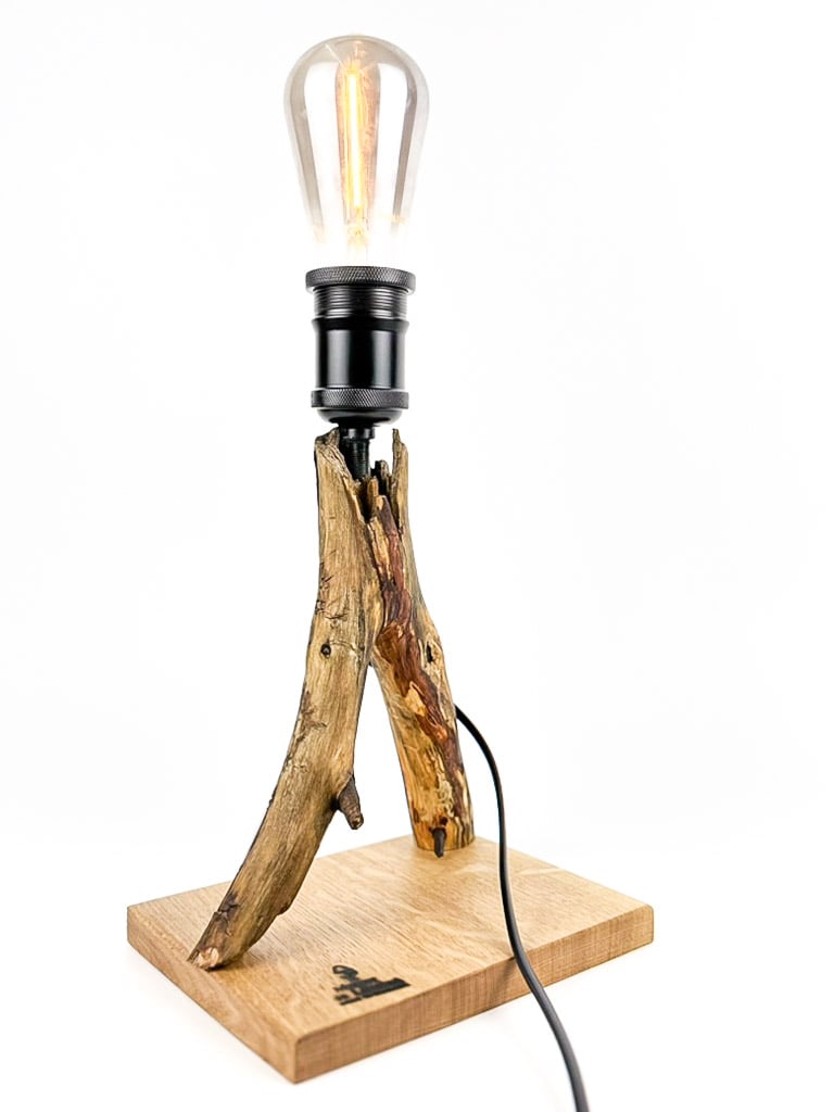 Lampă decorativă din lemn de stejar, ramură naturală