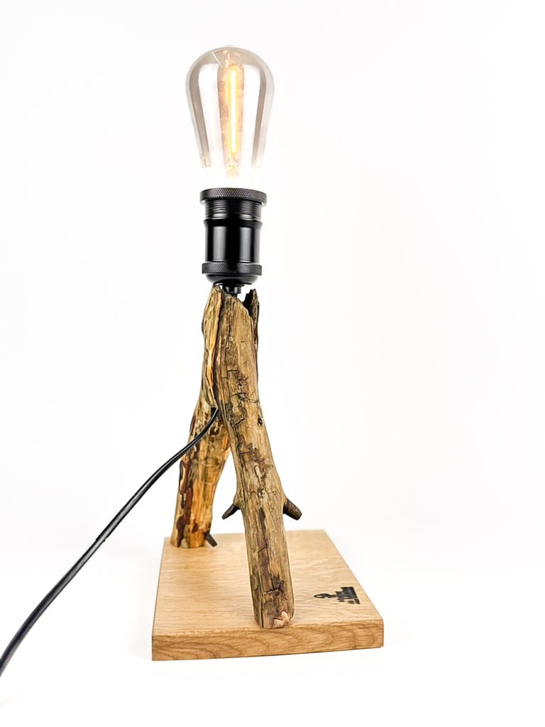 Lampă decorativă din lemn de stejar, ramură naturală