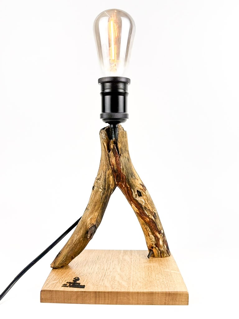 Lampă decorativă din lemn de stejar, ramură naturală