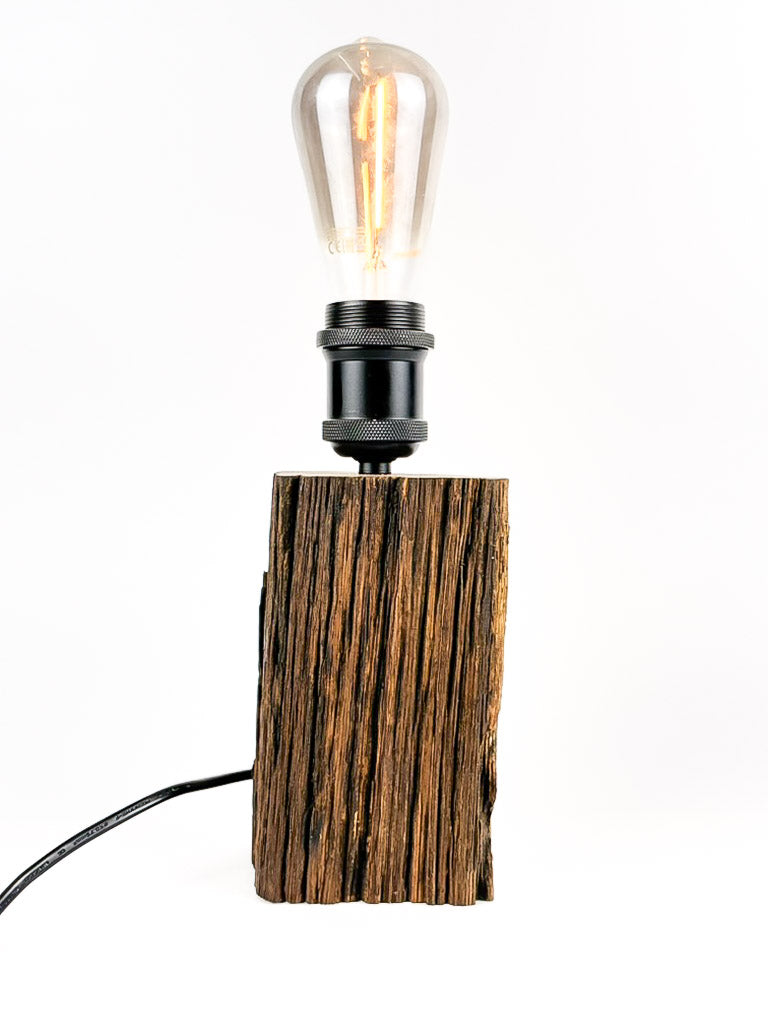 Lampă decorativă din lemn de stejar, trunchi natural