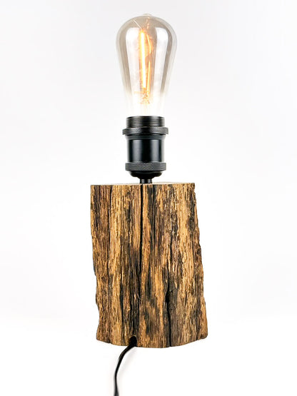 Lampă decorativă din lemn de stejar, trunchi natural