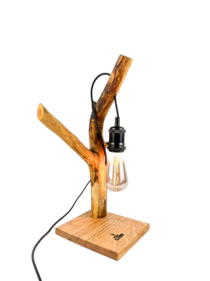 Lampă decorativă handmade din lemn natural,