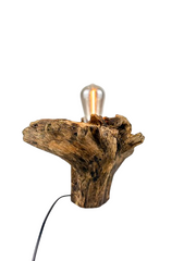 Lampă decorativă handmade din stejar masiv, trunchi natural