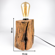 Lampă decorativă handmade din trunchi masiv de lemn, stil rustic