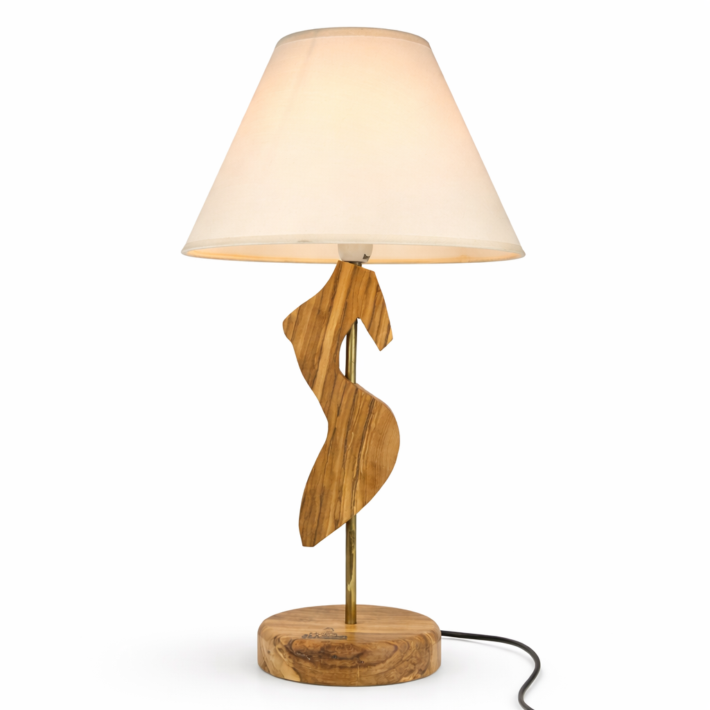 Lampă decorativă siluetă feminină – lemn de măslin – handmade – Mugur de Lumină