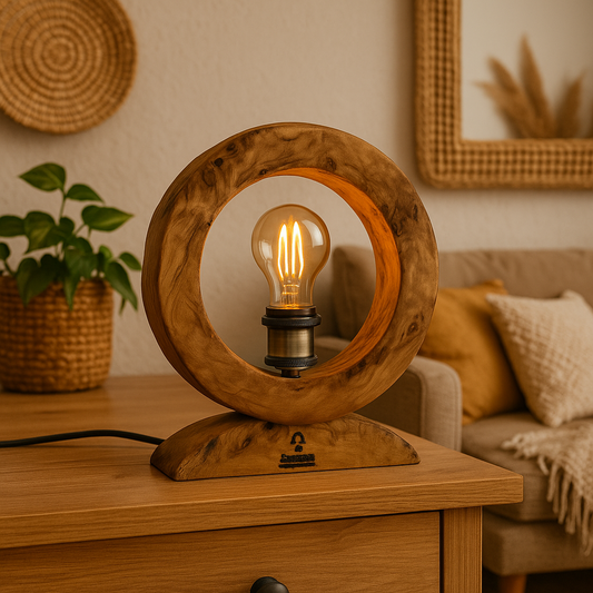 Lampă handmade din lemn masiv