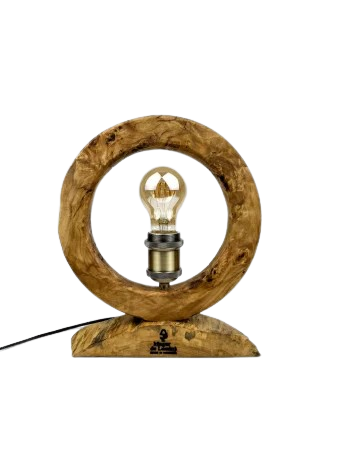Lampă handmade circulară din lemn masiv – Mugur de Lumină