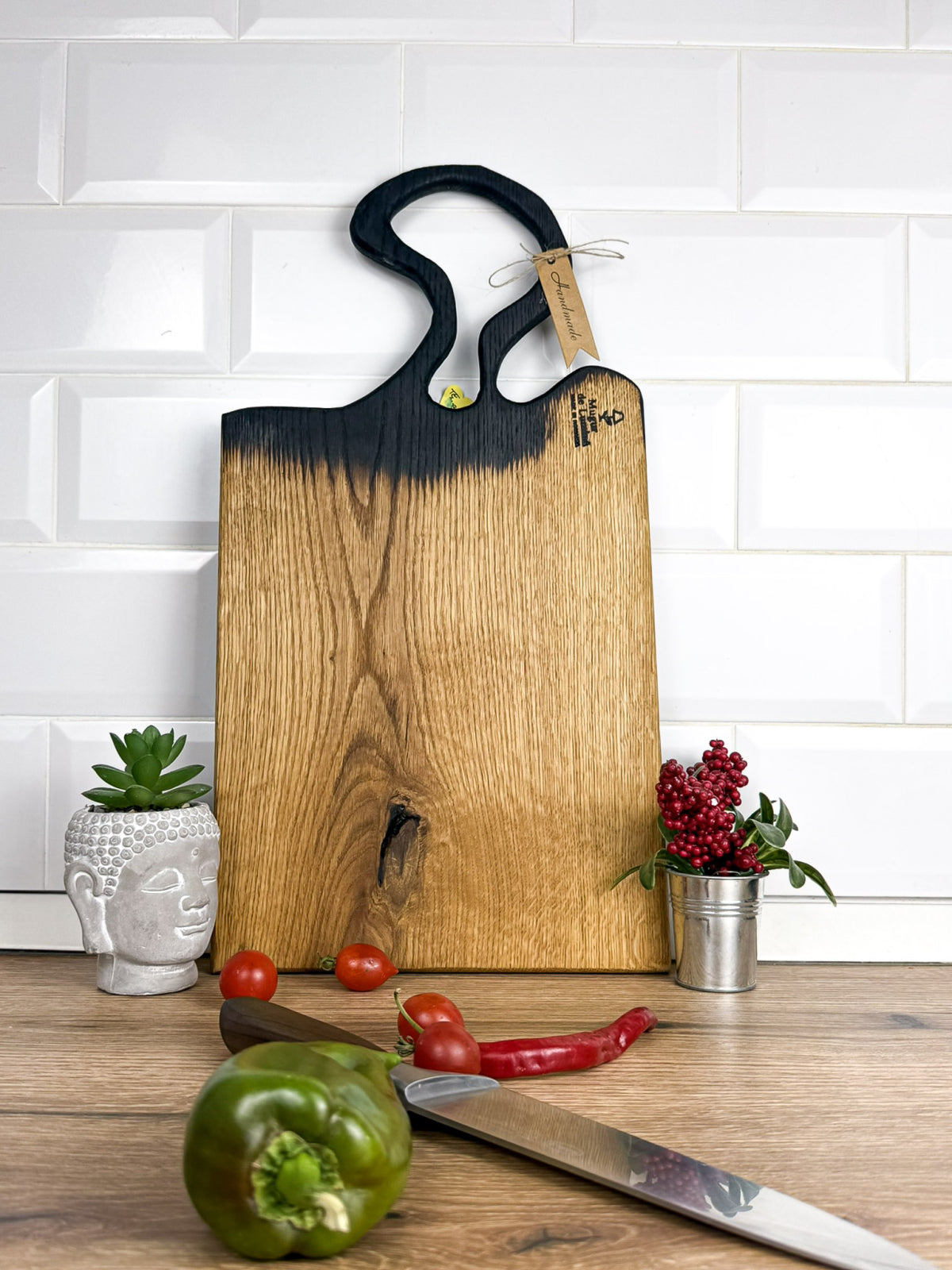 Tocător mare din lemn masiv de stejar, handmade, finisat natural – platou servire unicat