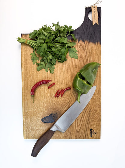 Platou de Servire din Lemn Masiv de Stejar – Handmade, Design Unicat