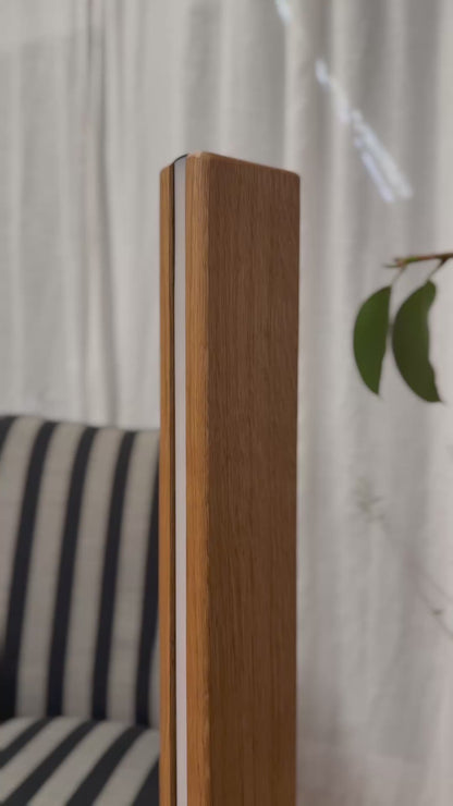 Lampa decorativa de podea din stejar cu LED smart dimabil – iluminat ambiental tip veioza