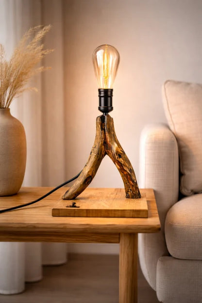 Lampă decorativă din lemn de stejar, ramură naturală